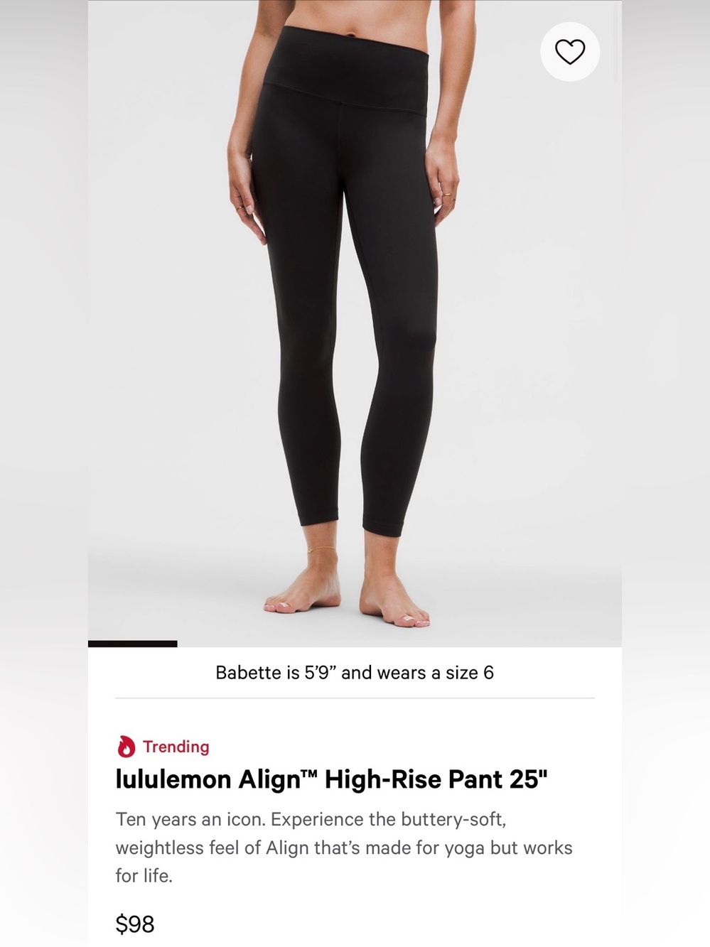 Lululemon Align High-Rise Pant 25”, 10, Black - Picture 5 of 5